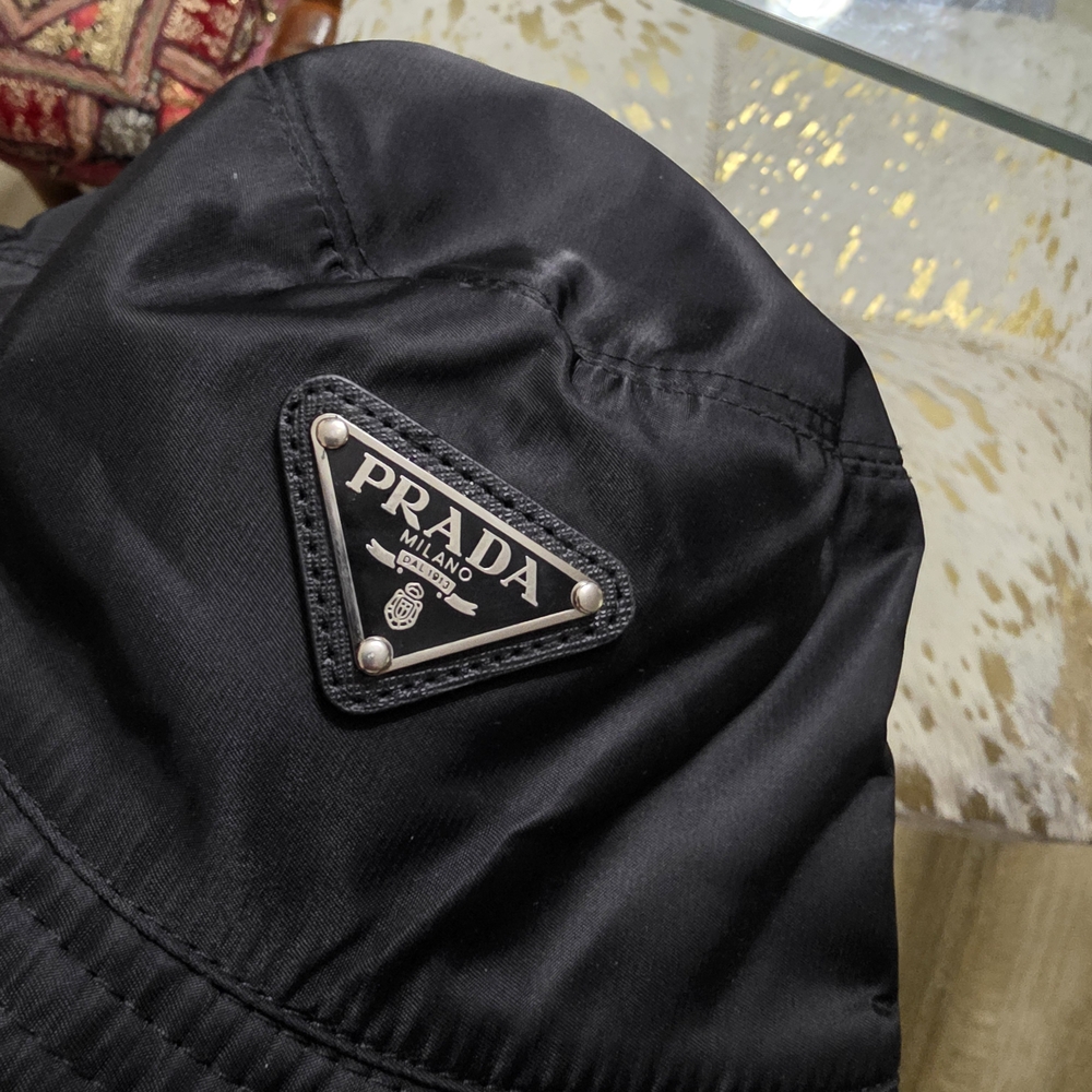Prada Black Logo Triangle Bucket Hat - Picture 7 of 10